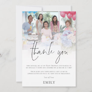 Modern Photo Overlay Baby Shower  Thank You Card