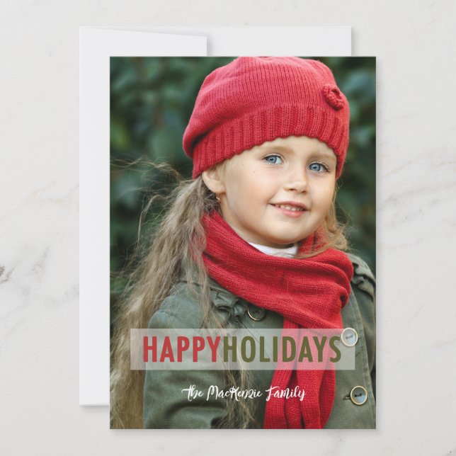 Modern Photo Overlay Christmas Holiday Card (Front)