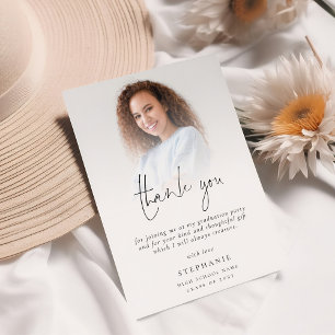 Modern Photo Overlay Graduate Thank You Card