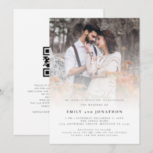 Modern Photo Overlay QR code Wedding Invitation