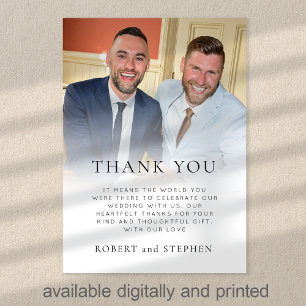 Modern Photo Overlay QR Gay Wedding Thank You Card