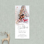 Modern Photo Overlay Script Merry Christmas Holiday Card<br><div class="desc">Modern Photo Overlay Script Merry Christmas. Available digitally and printed.  Minimalist and elegant,  with a stylish set script for Merry Christmas and the rest of the text is easy to personalise. Replace the sample photo with your own favourite.</div>