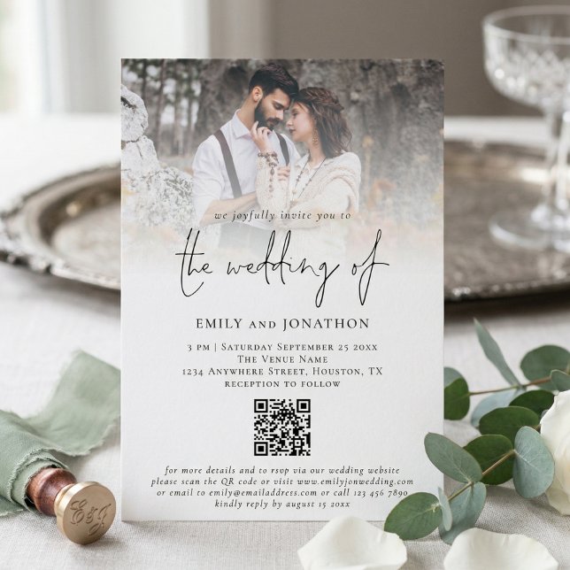 Modern Photo Overlay Script QR Code Wedding Invitation (Creator Uploaded)