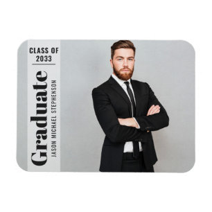 Modern photo overlay simple grad announcement Magnet