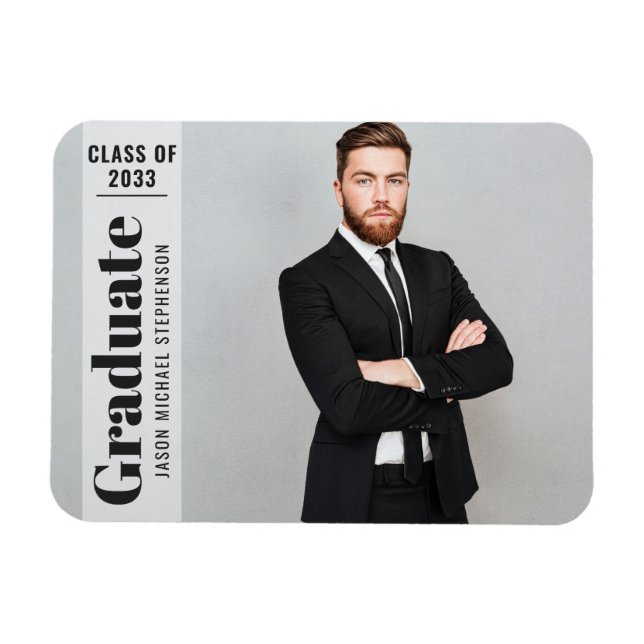  Modern photo overlay simple grad announcement Magnet (Horizontal)