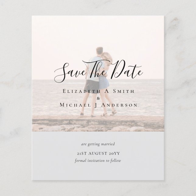Modern PHOTO OVERLAY TEXT SAVE DATES Budget Flyer (Front)