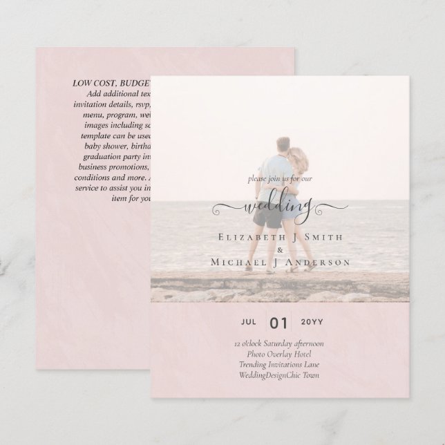 Modern PHOTO OVERLAY TEXT Wedding Budget (Front/Back)