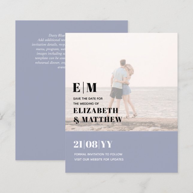 Modern Photo Overlay Text Wedding Invite Elegant (Front/Back)