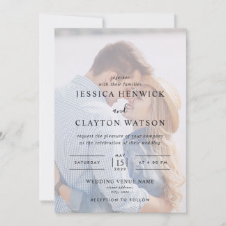 Modern photo overlay wedding invitation