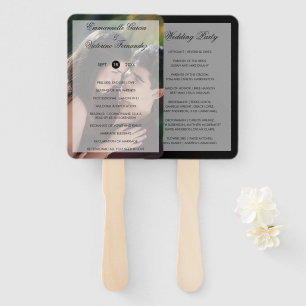 Modern Photo Overlay Wedding Program Hand Fan