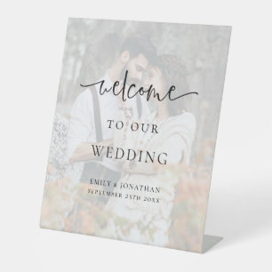 Modern Photo Overlay Welcome To Wedding Pedestal Sign