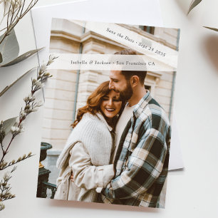 Modern Photo Paper Tape Save the Date Wedding