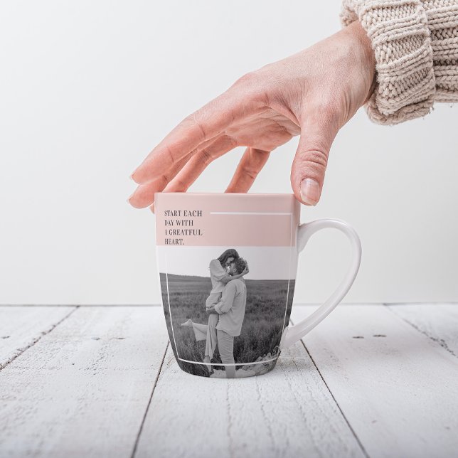 Modern Photo Pastel Pink Family Lovely Gift Latte Mug (Creator Uploaded)