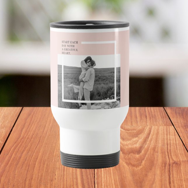 Modern Photo Pastel Pink Family Lovely Gift Travel Mug (Creator Uploaded)