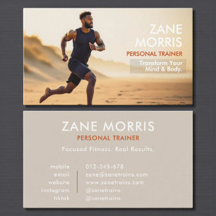 Modern Photo Personal Trainer Fitness  Business Card