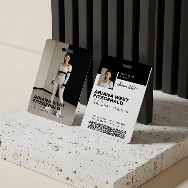 Modern Photo Personal Trainer Fitness Lifestyle ID Badge (Modern Photo Personal Trainer Fitness Lifestyle Badge)