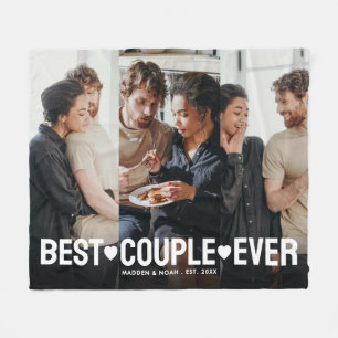 Modern Photo Personalised Best Couple Ever Collage Fleece Blanket