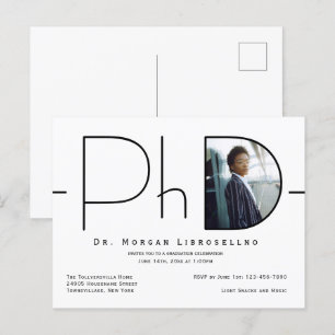 Modern Photo PhD Graduation Invitation Postcard