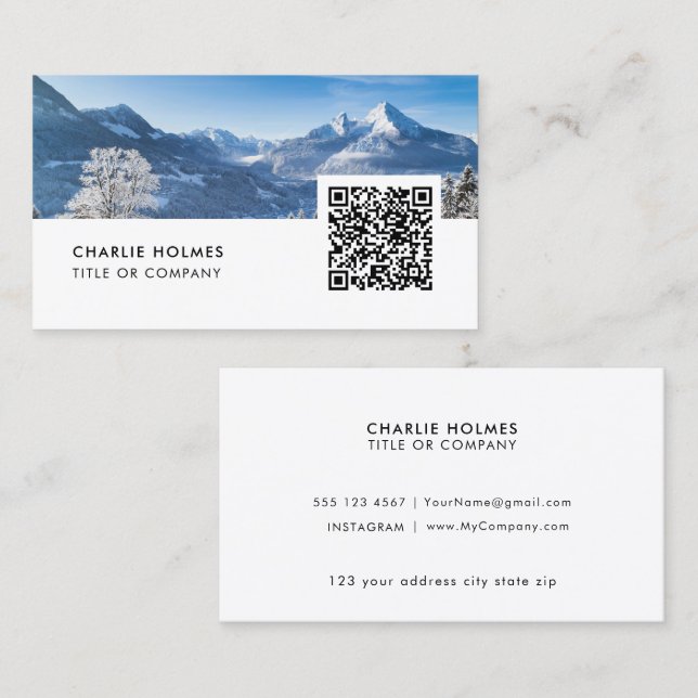 Modern Photo Photographer Business Card | QR Code (Front/Back)