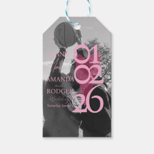 Modern Photo Pink Typography Thank You Gift Tags