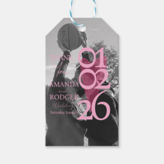 Modern Photo Pink Typography Thank You Gift Tags