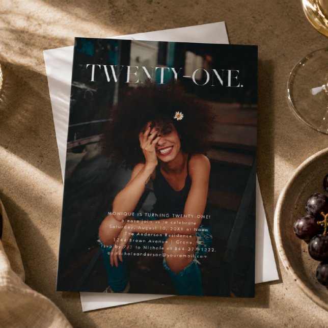 Modern Photo Pop Twenty-One Birthday Invitation (Creator Uploaded)