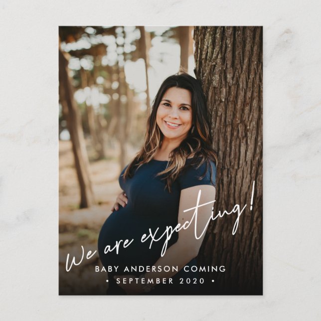 Modern Photo Pregnancy Announcement Postcard (Front)