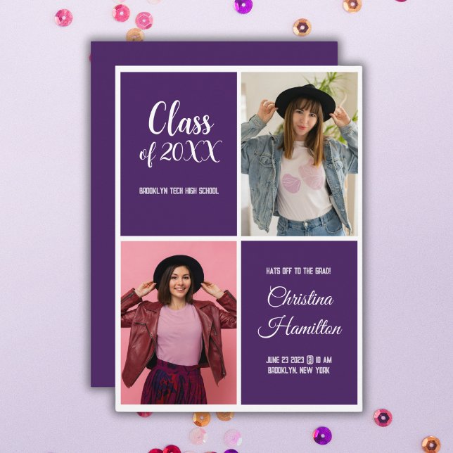 Modern Photo Purple Graduation Invitation (Creator Uploaded)