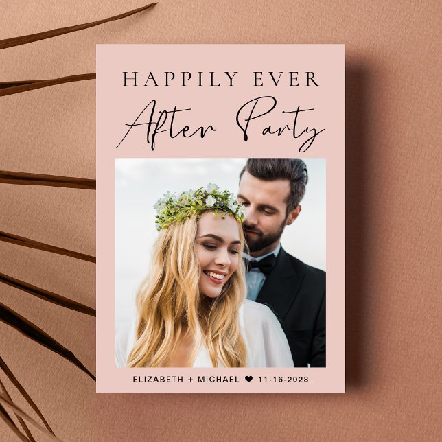 Modern Photo QR Code Blush Wedding Reception Invitation (Your love story deserves a grand celebration!)