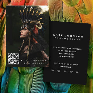 Modern Photo QR Code Custom Social Media Icons Business Card