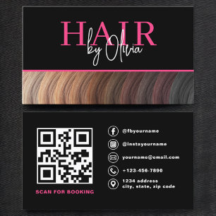 Modern Photo QR Code Hair Stylist Business Card