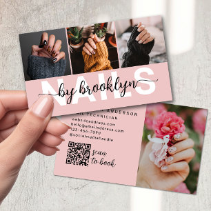 Modern Photo QR Code Nail Artist Business Card
