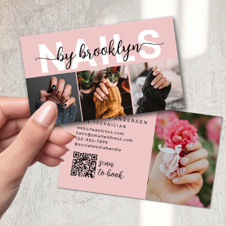 Modern Photo QR Code Nail Artist Business Card