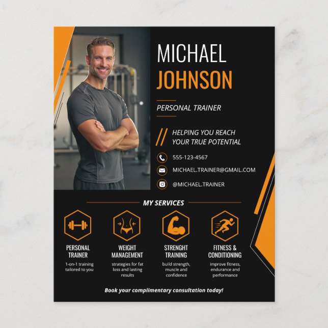 Modern Photo QR Code Personal Trainer Flyer (Front)