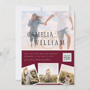 Modern PHOTO QR Code Save Date Wedding Invite