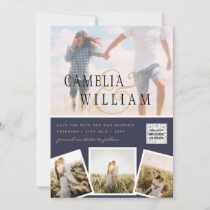 Modern PHOTO QR Code Save Date Wedding Invite