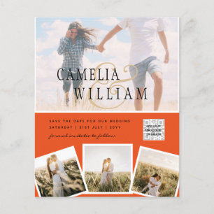 Modern PHOTO QR Code Save Date Wedding Invite Flyer