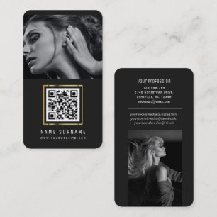Modern photo QR code scannable barcode networking Business Card