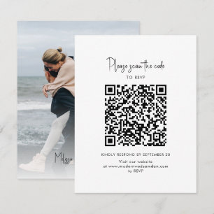 Modern Photo QR Code Script Wedding RSVP Card