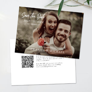 Modern Photo QR Code Simple Wedding Save The Date Invitation