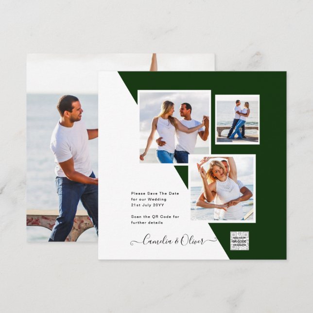 Modern PHOTO QR CODE Wedding Invite or Save Date (Front/Back)