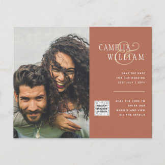 Modern PHOTO QR CODE Wedding Invite or Save Date Flyer