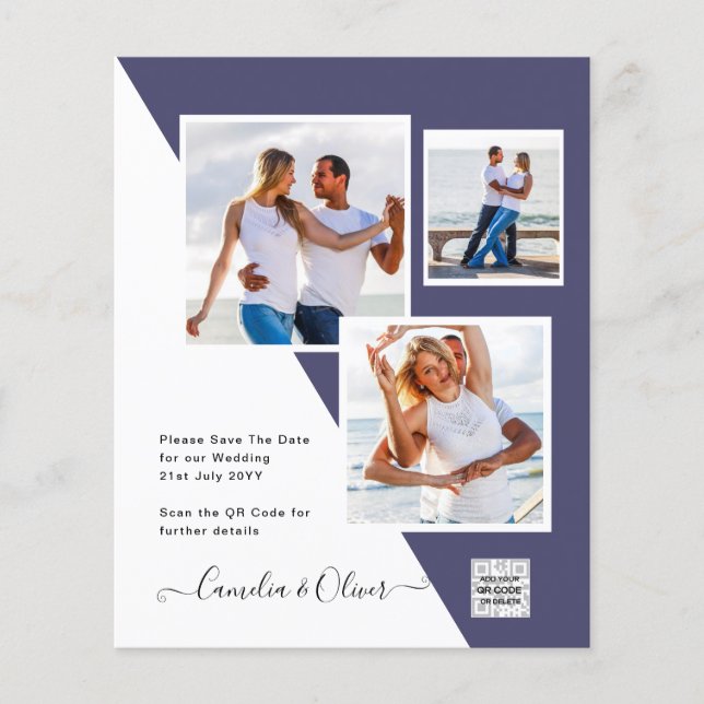 Modern PHOTO QR CODE Wedding Invite or Save Date Flyer (Front)