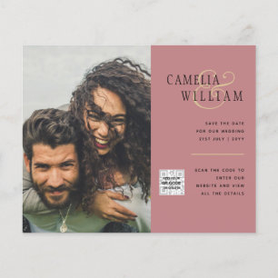 Modern PHOTO QR CODE Wedding Invite or Save Date Flyer