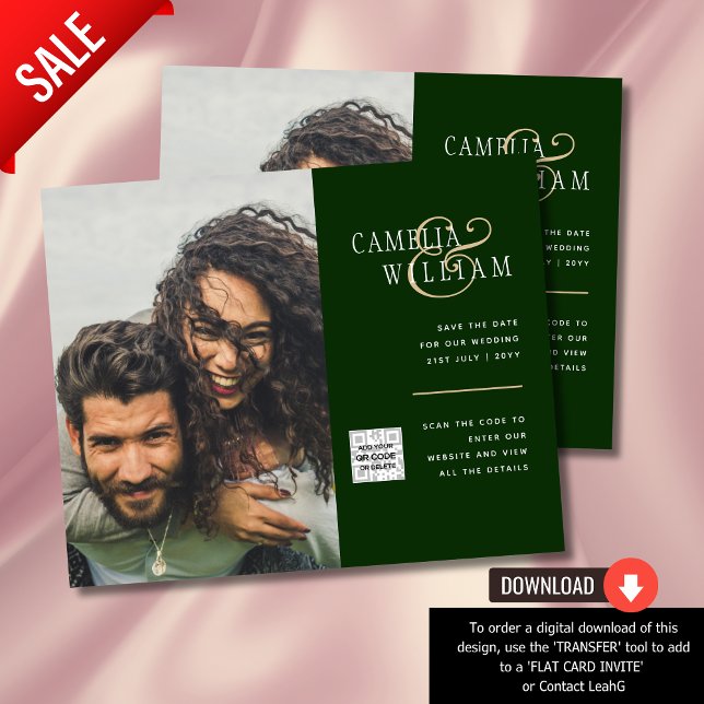 Modern PHOTO QR CODE Wedding Invite or Save Date Flyer (Creator Uploaded)