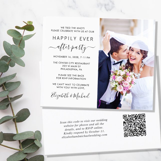 Modern Photo QR Code Wedding Reception Invitation (Creator Uploaded)
