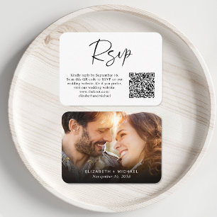 Modern Photo QR Code Wedding RSVP Enclosure Card