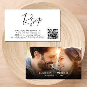 Modern Photo QR Code Wedding RSVP Enclosure Card