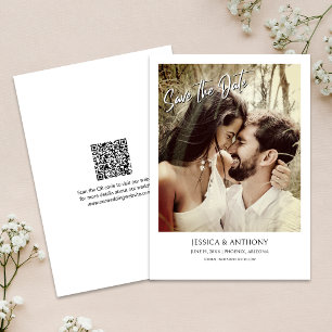 Modern Photo QR Code Wedding Save the Date Invitation
