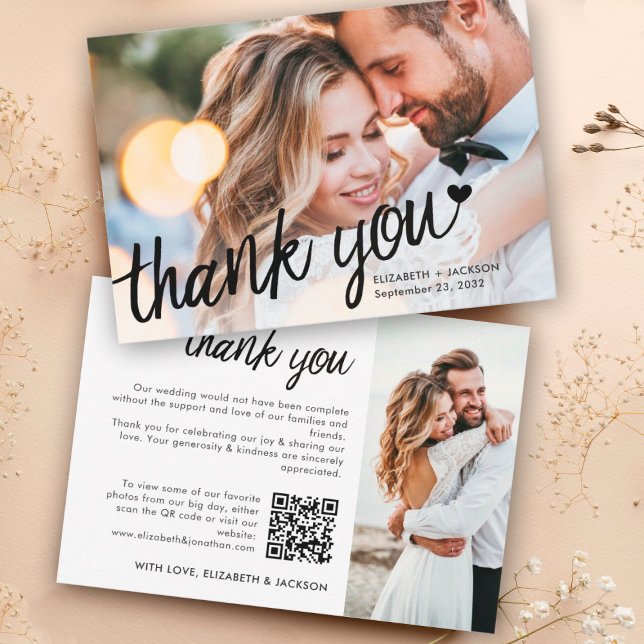 Modern photo qr code wedding thank you card (Creator Uploaded)